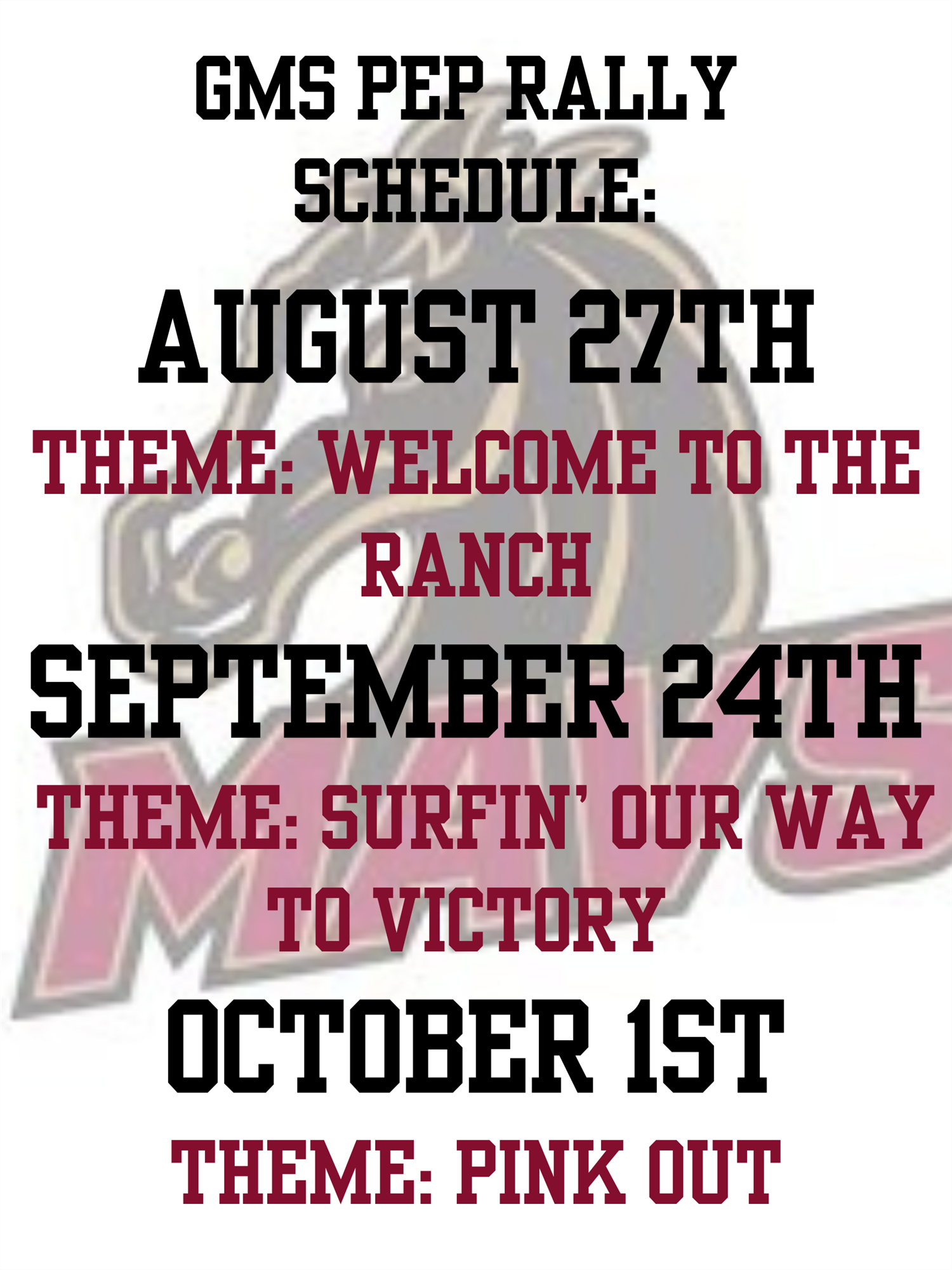 Pep Rally Schedule